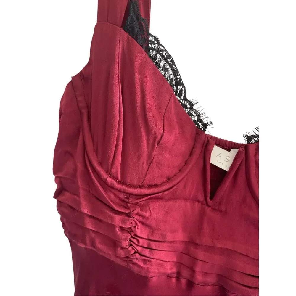 ASTR the Label Burgundy Wine Satin Bustier Slip Dress Women’s Size XS Coquette